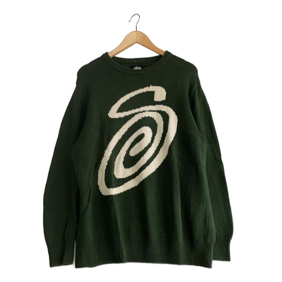 STUSSY◇CURLY S SWEATER/L/コットン/GRN/117073// : セカンド 