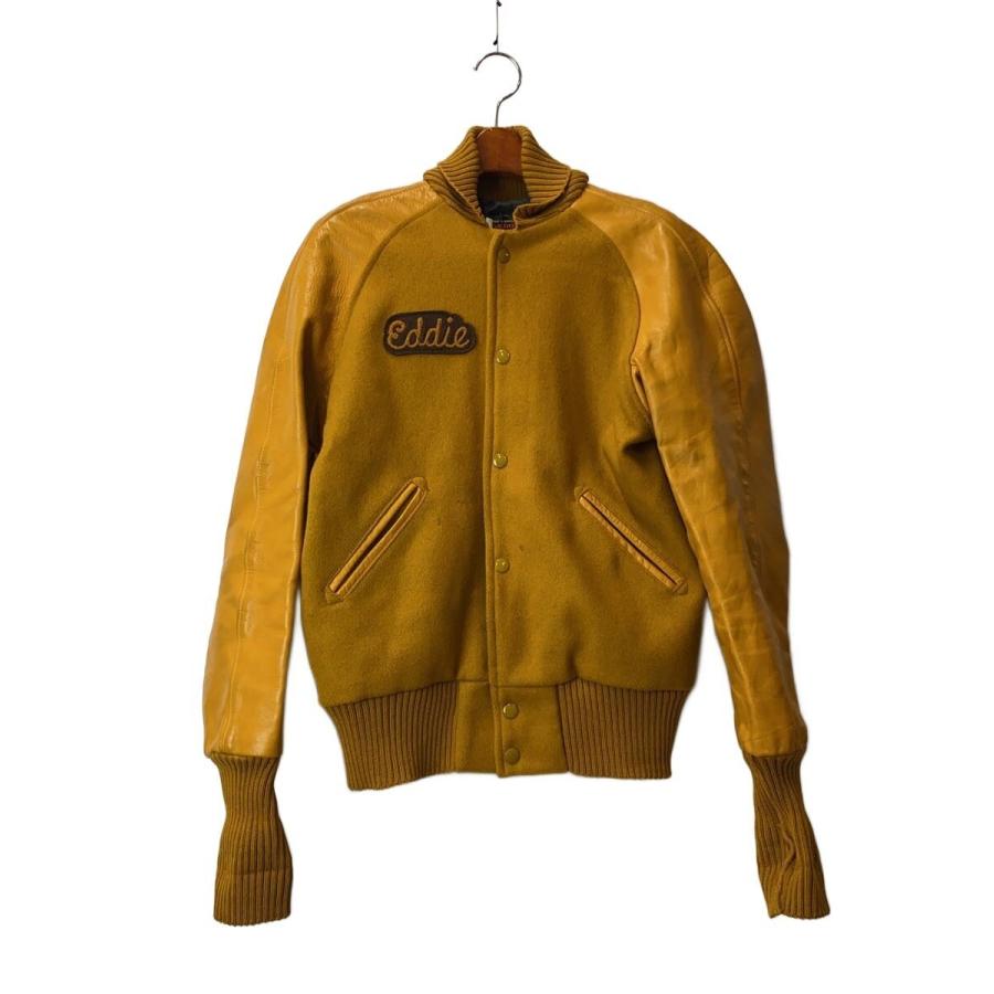 SKOOKUM◇90s/Eddieワッペン/ウール×レザー/スタジャン/38/ウール/YLW
