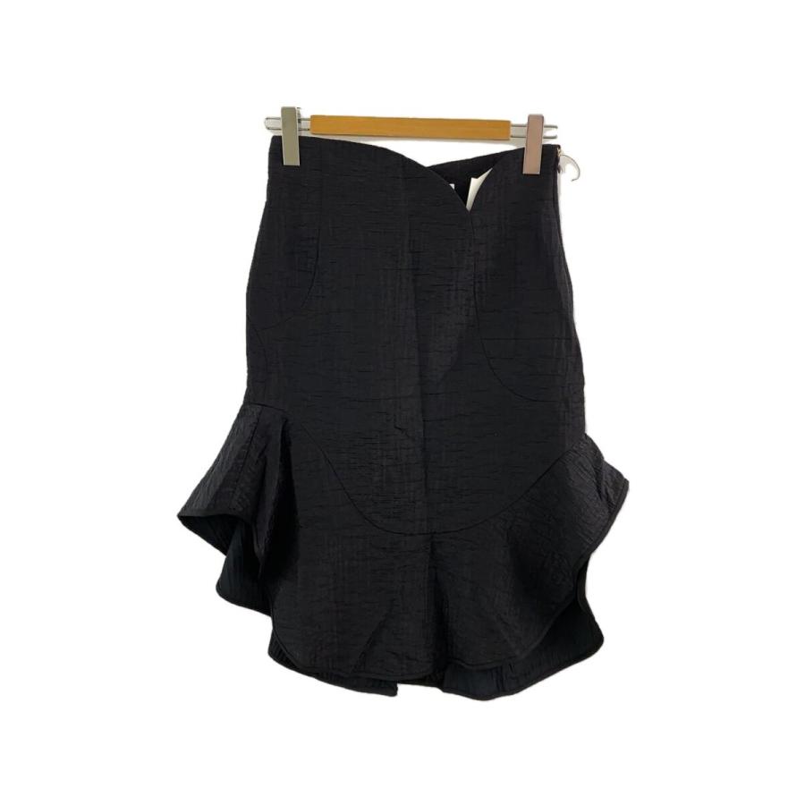mame kurogouchi◇Grain Finish Asymmetric Skirt/2/ナイロン/BLK/無地