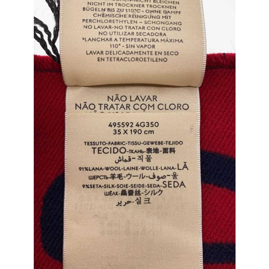 GUCCI◆GGジャガードウールシルクスカーフ/マフラー/ウール/NVY/レディース/495592//_2