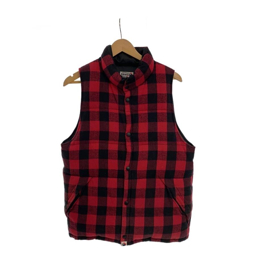 ★もと様★A BATHING APE PIRATE STORE⭐︎ダウンベスト L A BATHING APE◇PIRATE//ダウンベスト/M/コットン/RED/チェック