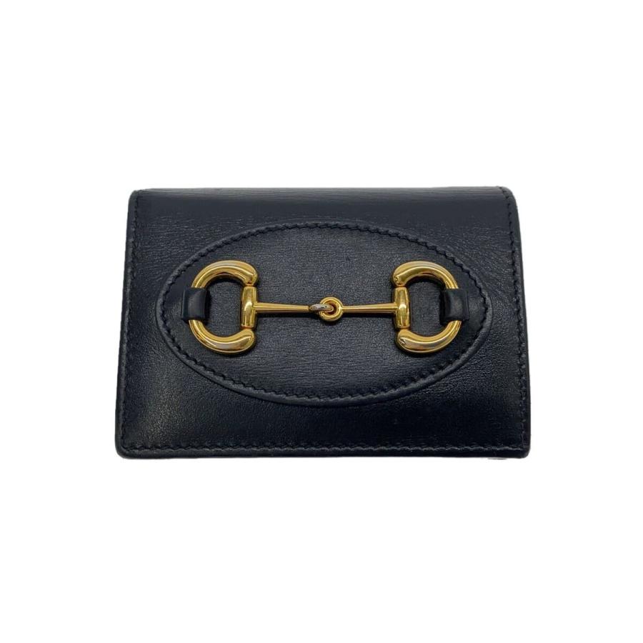 美品 GUCCI グッチ ホースビット 折りたたみ財布 ウォレット 二つ折り 革 GUCCI◇2つ折り財布_ホースビット1955/レザー/ブラック/メンズ