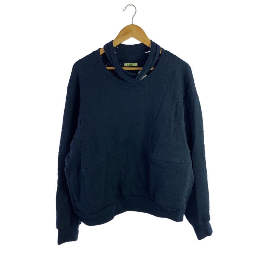 RANDY◇24AW/LAY/ニードルパンチ加工/スウェット/2/コットン/ネイビー