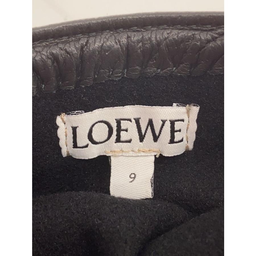 LOEWE◇Leather Moufle Gloves/スタッズ/手袋/レザー/BLK/メンズ