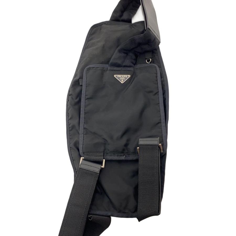 PRADA◇ロゴプレートナイロンワンショルダーバッグ/ナイロン/ブラック