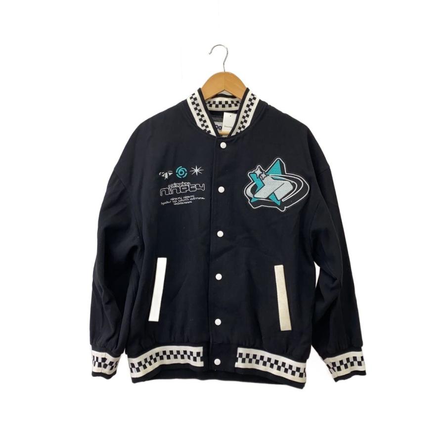 9090◇TECHNO Angel Jacket/スタジャン/ワッペン/M/コットン/BLK