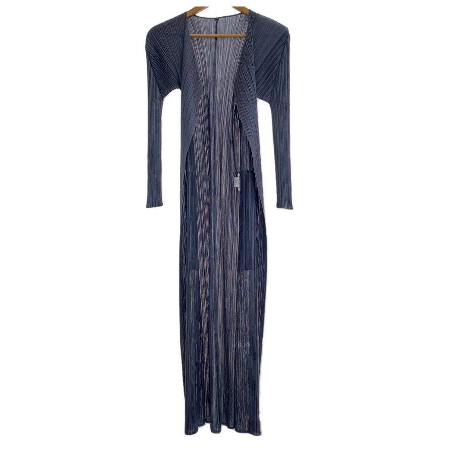 ISSEY MIYAKE イッセイミヤケ ワンピース PLEATS PLEASE ワンピース ポリエステル ブラック【中古】 PLEATS PLEASE ISSEY MIYAKE◇長袖ワンピース/2/ポリエステル/GRY/無地