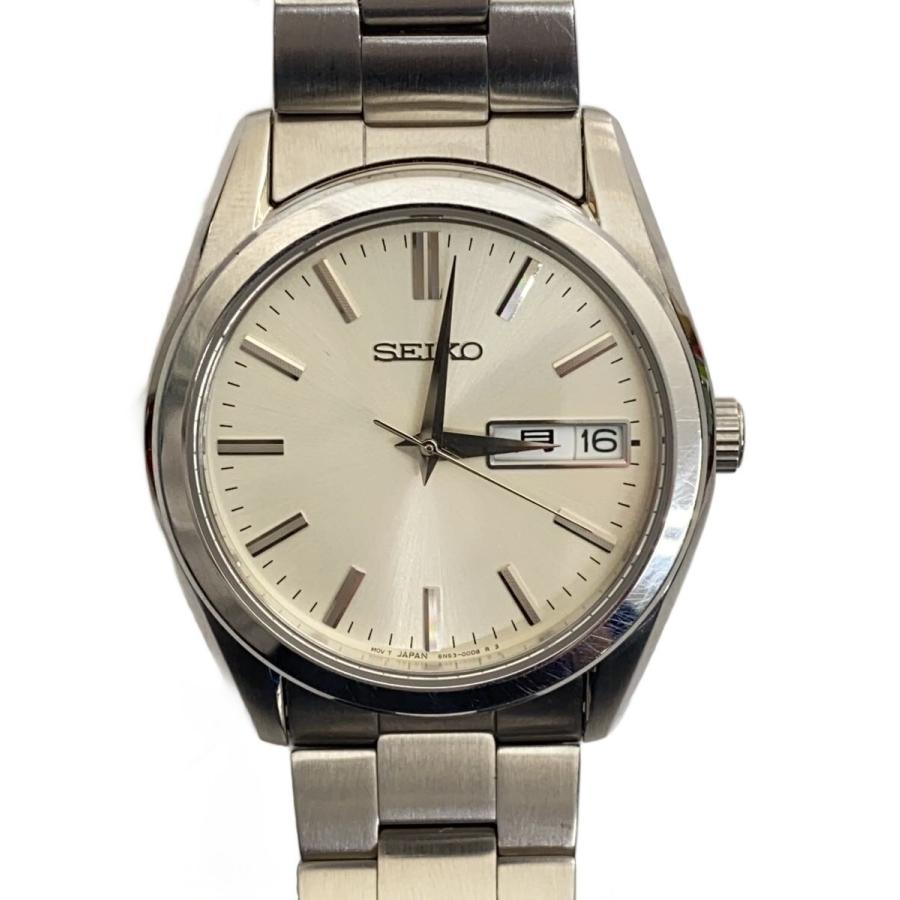 SEIKO◇クォーツ腕時計/デジタル/ステンレス/WHT/SLV/6N53-00B0