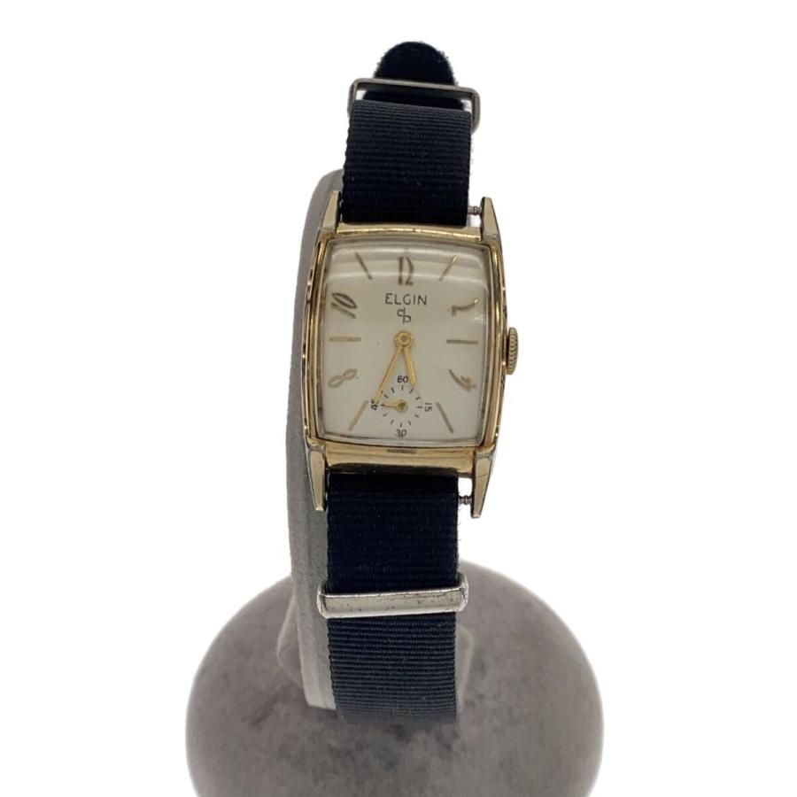 ELGIN◇エルジン/手巻腕時計/アナログ/ナイロン/ブラック/MIL-W-3318A
