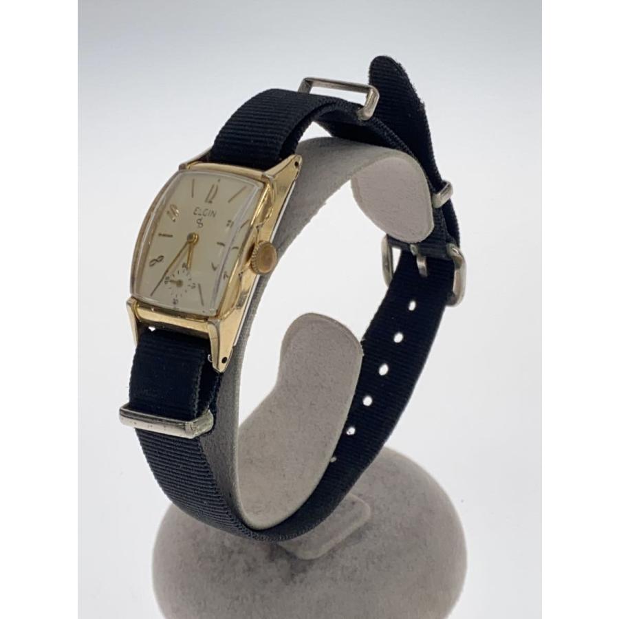 ELGIN◇エルジン/手巻腕時計/アナログ/ナイロン/ブラック/MIL-W-3318A 