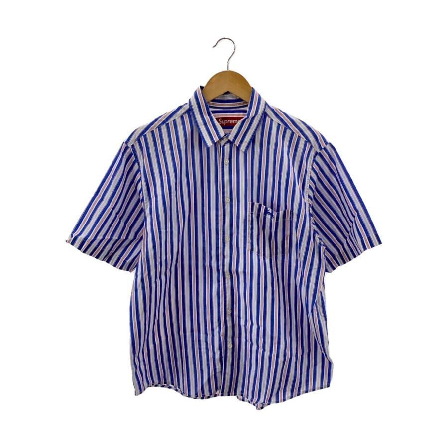 Supreme◇24ss/loose fit multi stripe s/s shirt/M/コットン/BLU