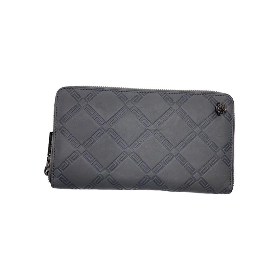 VERSACE◇ラウンドジップ/長財布/レザー/GRY/メンズ : セカンド