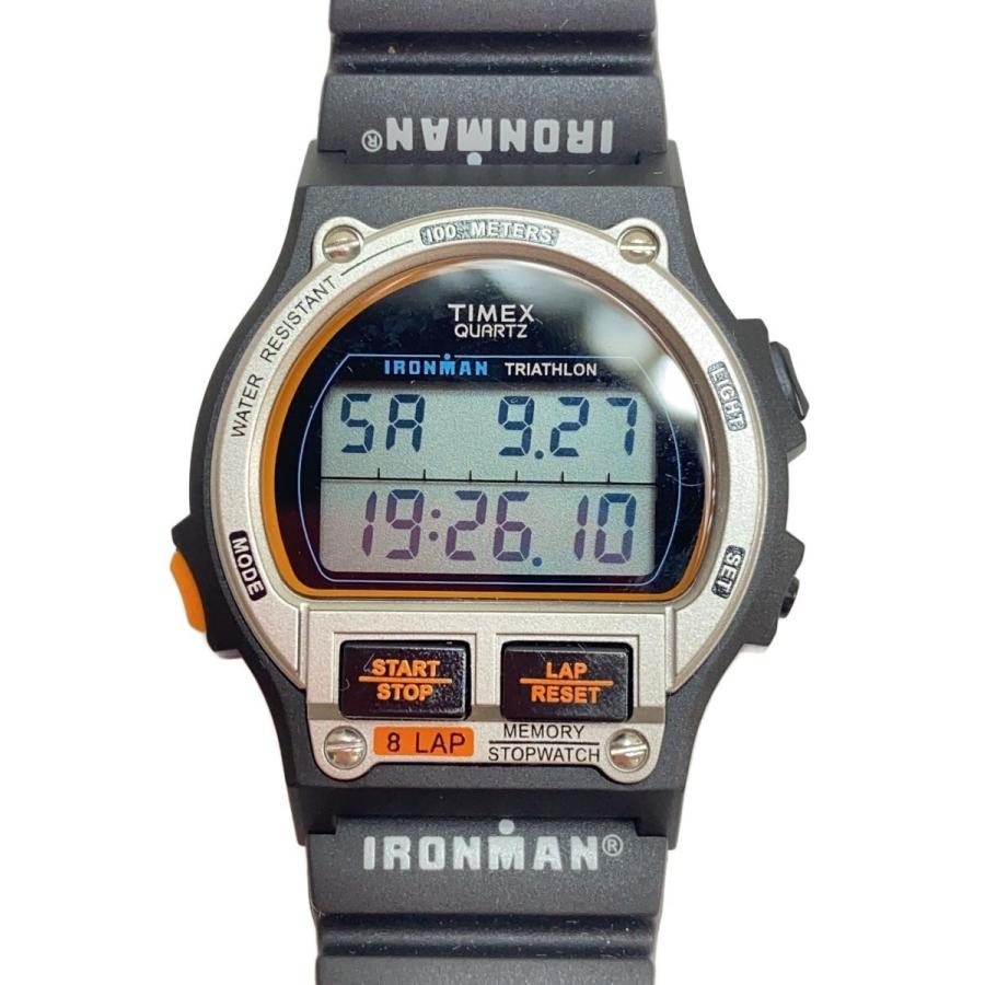 TIMEX◇20th IRONMAN 8LAP 90s/クォーツ腕時計/デジタル/ラバー/BLK