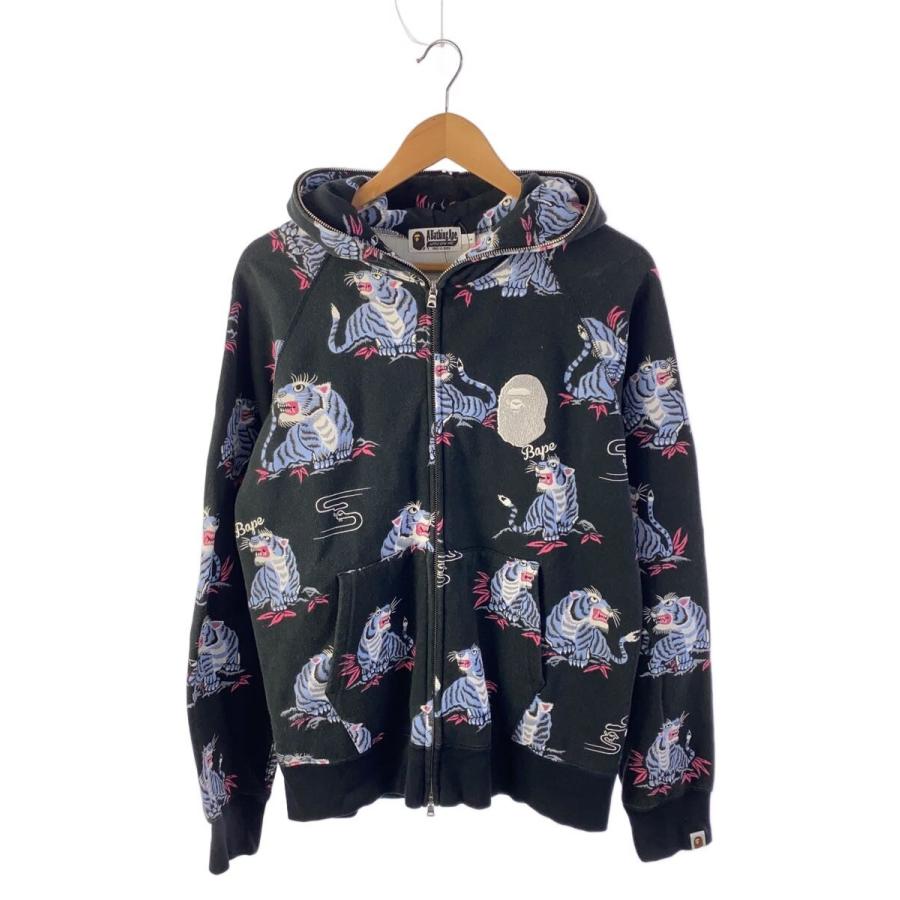 ぽ A BATHING APE 虎柄 ジップアップパーカー　Lサイズ A BATHING APE◇Tiger Pattern Full Zip Hoodie/ジップパーカー/L