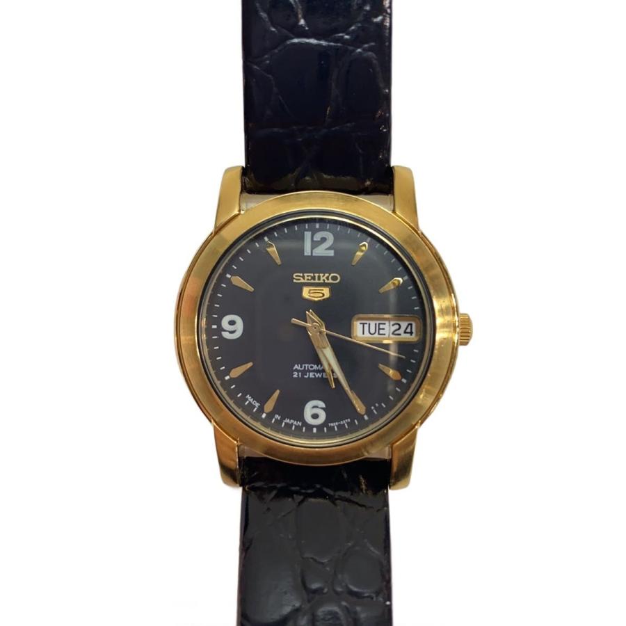 SEIKO◇自動巻腕時計/アナログ/レザー/BLK/BLK/7s26-0410 : セカンド