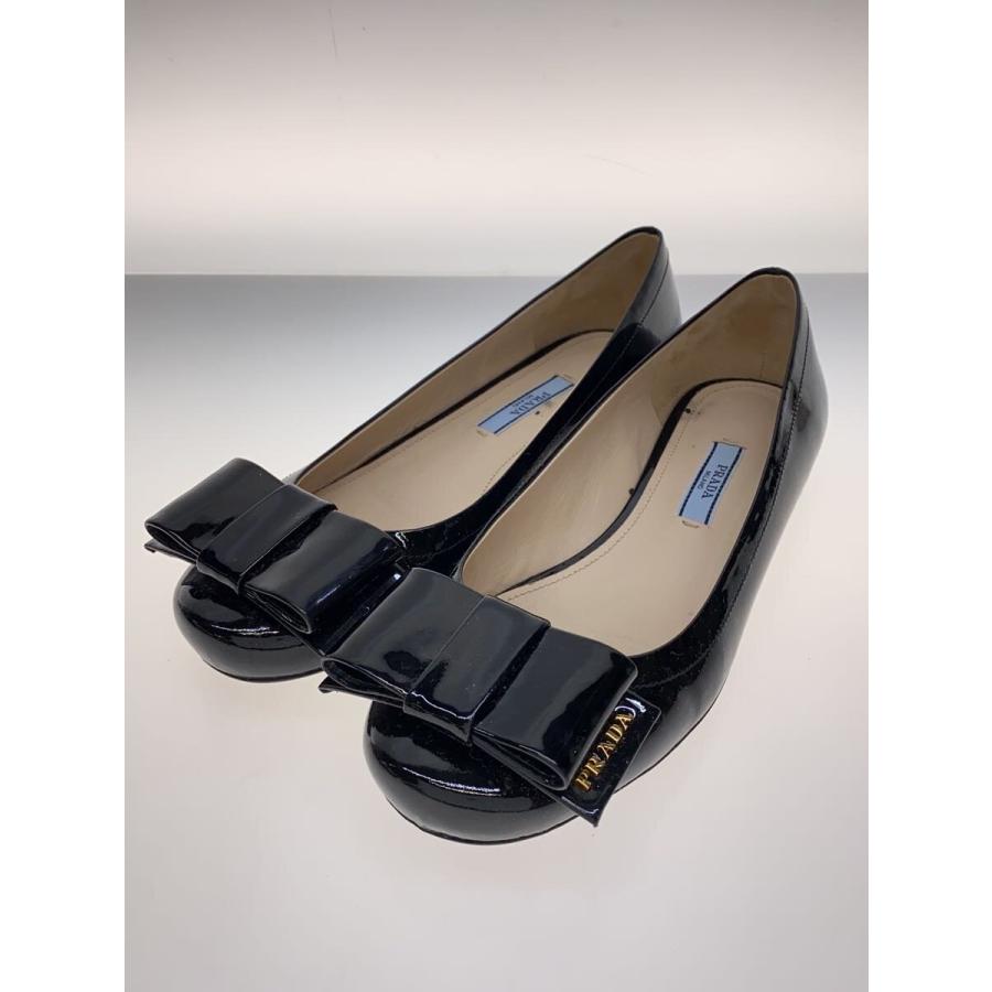 PRADA◇フラットパンプス/36/BLK/エナメル