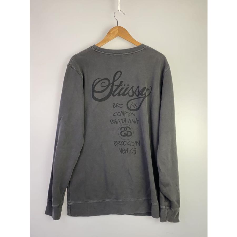 STUSSY◇スウェット/M/コットン/GRY/プリント/ワールドツアークルー