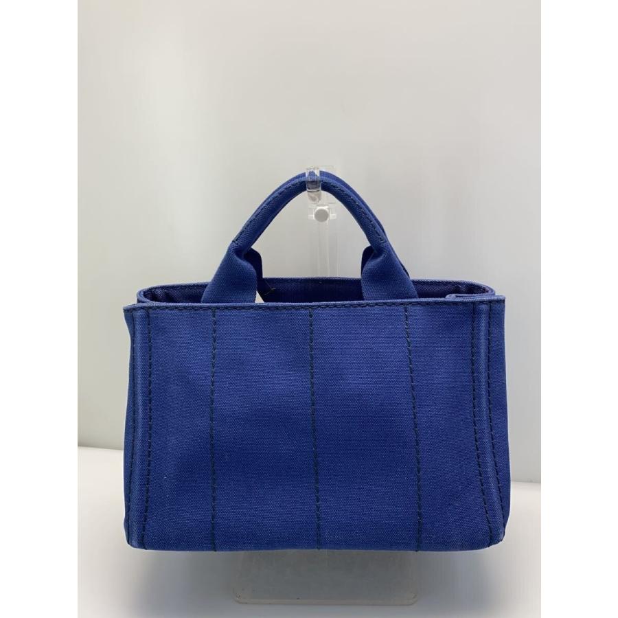PRADA◇カナパ/トートバッグ/キャンバス/BLU/カナパ/色褪せ角スレ有