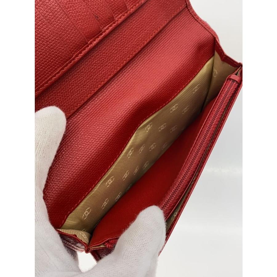 CHANEL◇長財布/レザー/RED/無地/レディース : セカンドストリート