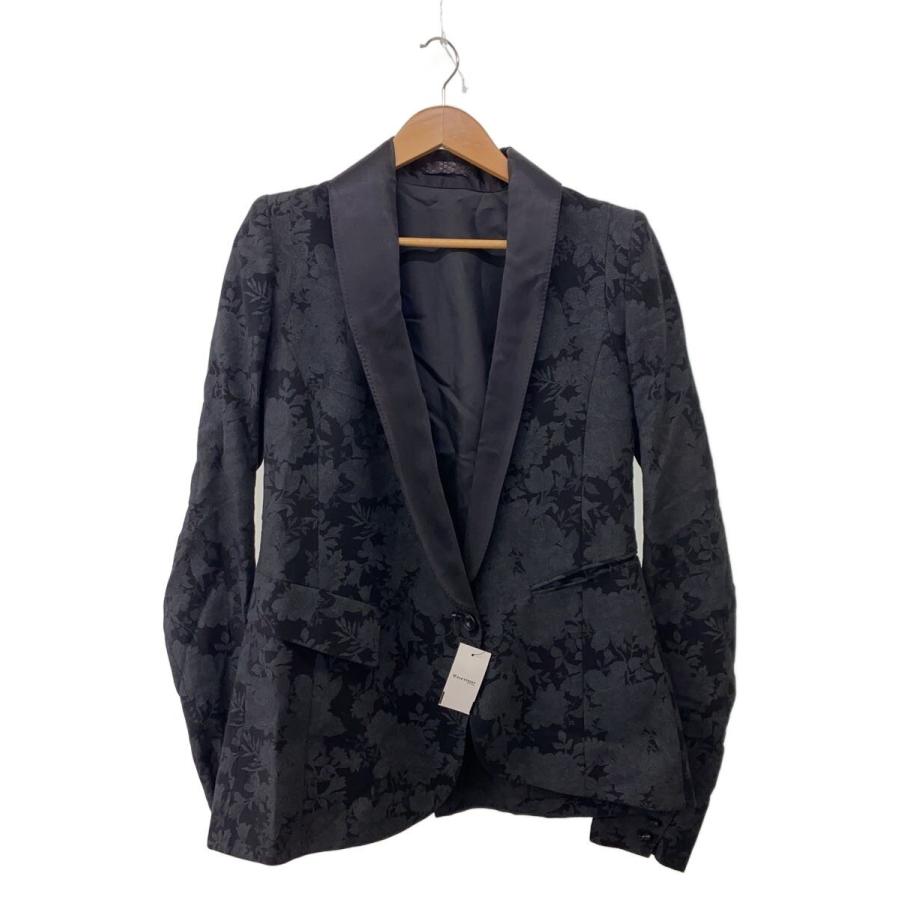 if six was nine テーラードジャケット アシンメトリー Y2K if six was nine◇テーラードジャケット/3/コットン/ブラック/花柄