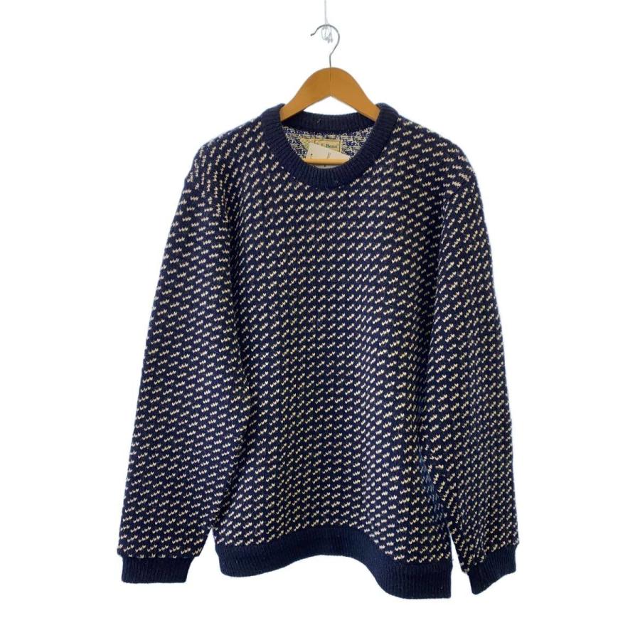 LL BEAN ウール バーズアイニット ネイビー XL L.L.Bean◇バーズアイニット/ニット・セーター(薄手)/L/ウール