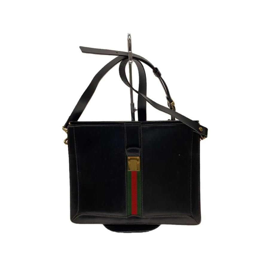 GUCCI グッチブラック ショルダーバッグ美品ですが一部傷あり鞄 GUCCI◇ショルダーバッグ/レザー/ブラック/傷あり : セカンド