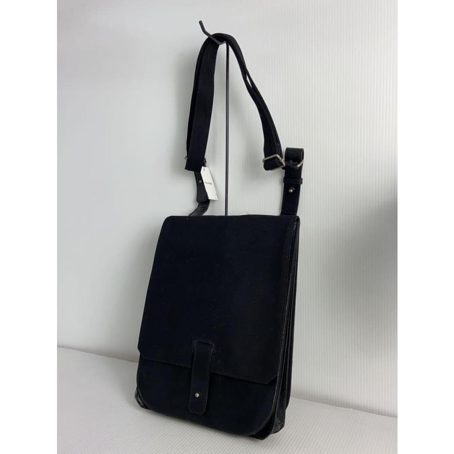 Y's for men◇ショルダーバッグ/レザー/ブラック/レザー×キャンバス