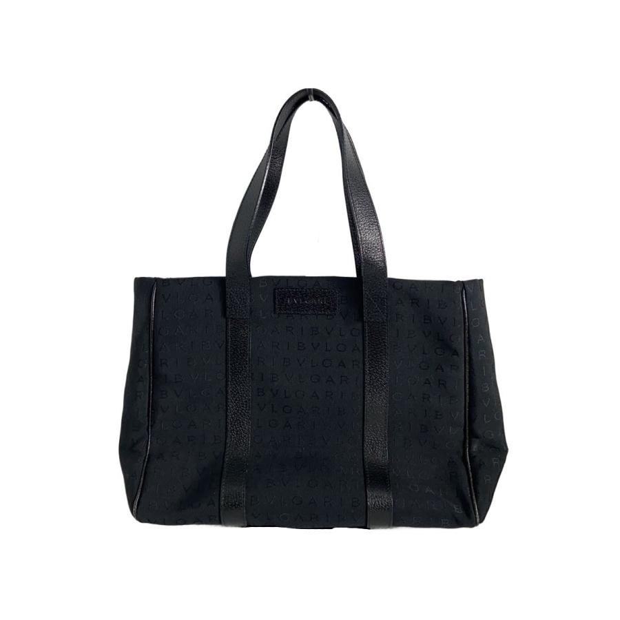 BVLGARI ロゴ入りトートバッグ BVLGARI◇トートバッグ/キャンバス/ブラック/ブランドロゴ柄