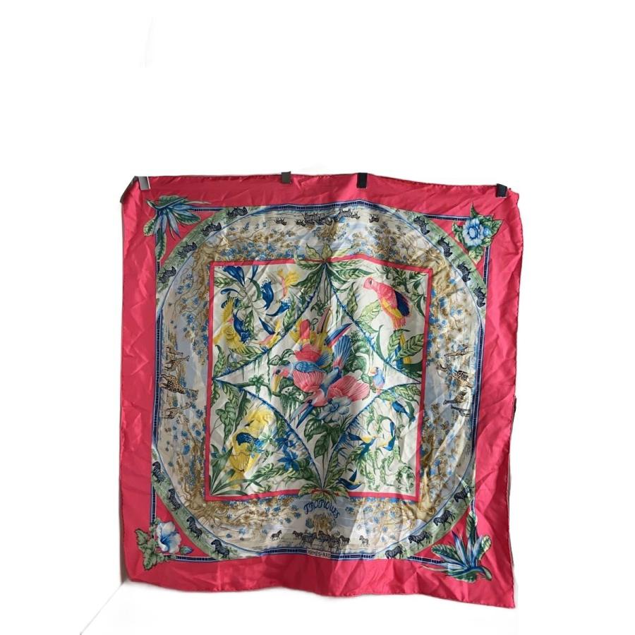 HERMES シルク100%スカーフ 90 HERMES◇スカーフ/シルク/ピンク/総柄/レディース/カレ90/トロピック