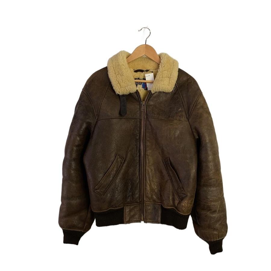 【SCHOTT】 B-6 ムートン フライトジャケット 羊革　サイズ40 Schott◇フライトジャケット/40/羊革/ブラウン/82-624-86/B-6/リペア痕