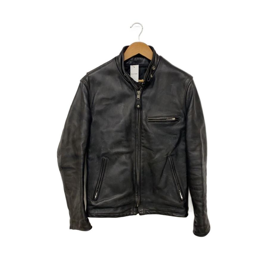 SCHOTT 　ショット スタンドカラー シングル ライダースジャケット　黒　L Schott◇スタンドカラーシングルライダースジャケット/36/レザー/BLK