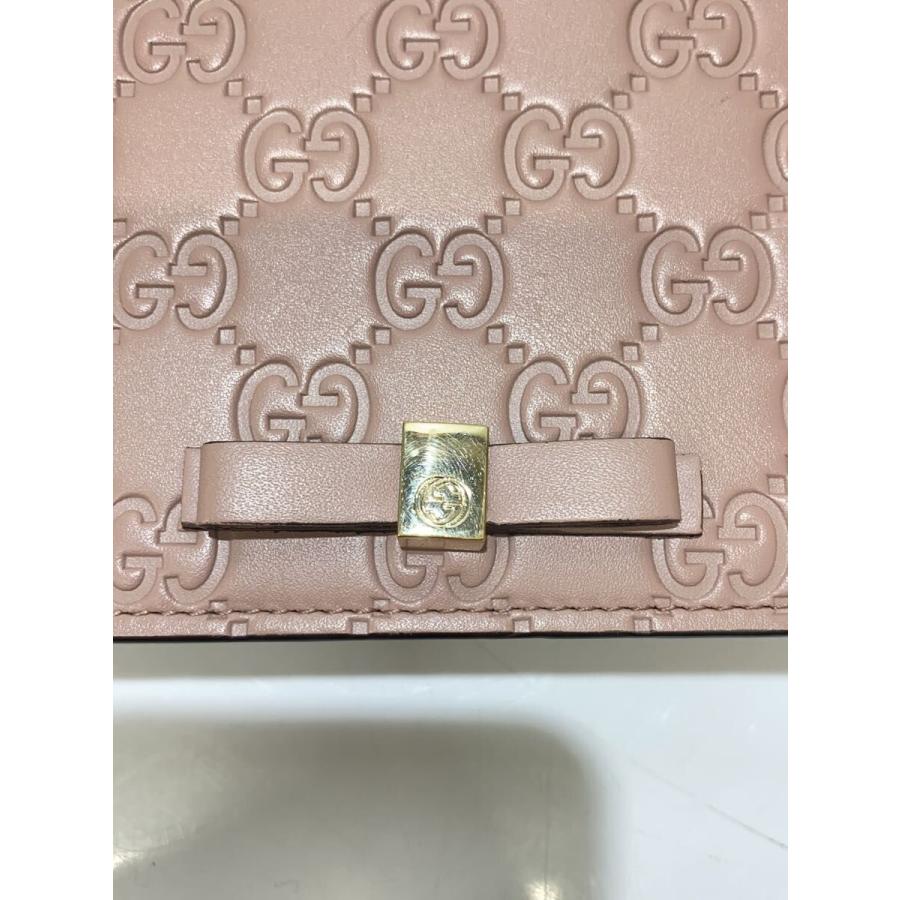 GUCCI◆ショルダーバッグ/レザー/PNK/431408/グッチシマ/チェーン/リボン