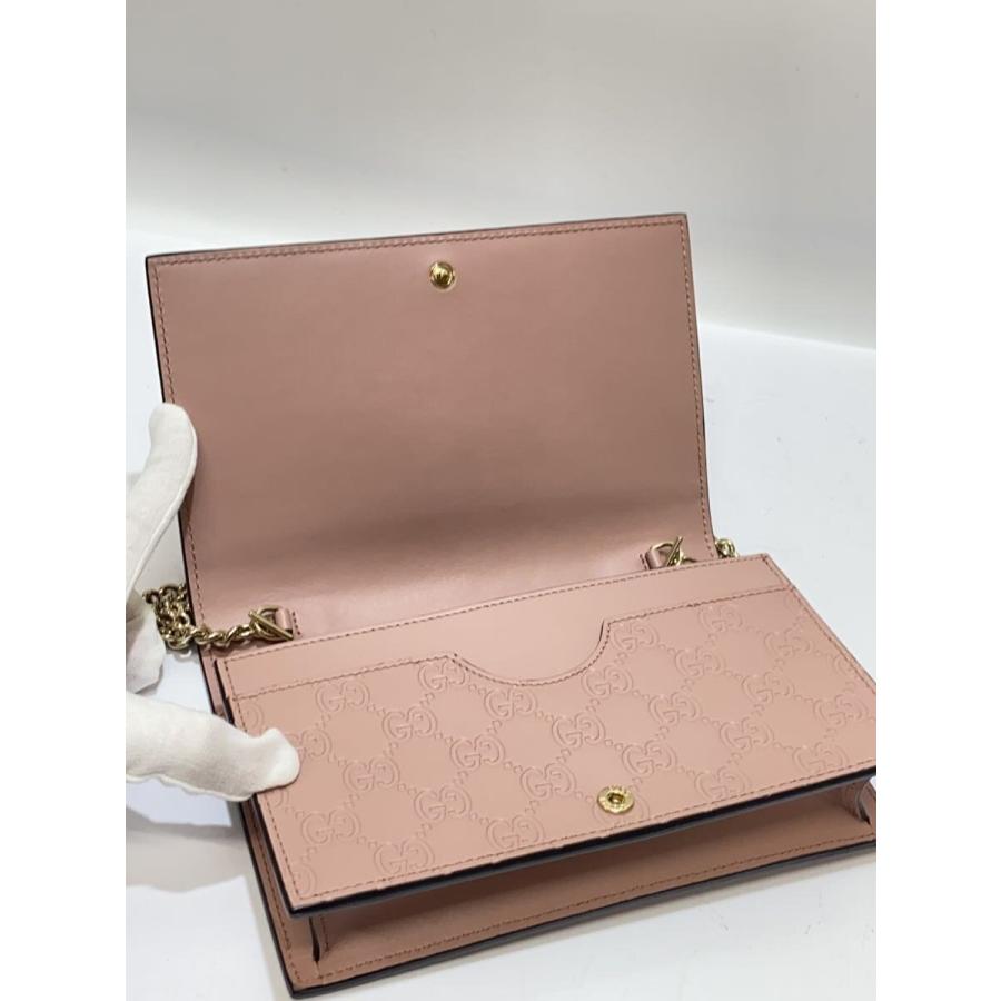 GUCCI◆ショルダーバッグ/レザー/PNK/431408/グッチシマ/チェーン/リボン