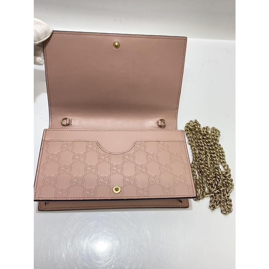 GUCCI◆ショルダーバッグ/レザー/PNK/431408/グッチシマ/チェーン/リボン