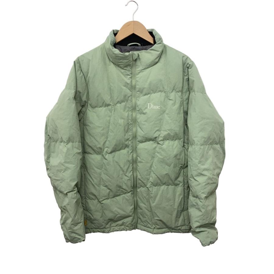 Dime◇Contrast Puffer Jacket/ダウンジャケット/L/ナイロン/GRN/無地