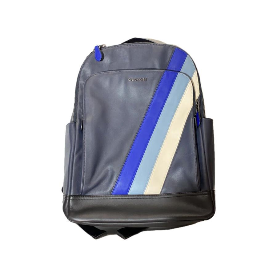 【美品】コーチ グラハム ショルダーバック レザー ダイアグナルストライプ 黒 COACH◇ダイアグナルストライプグラハムバックパック/リュック
