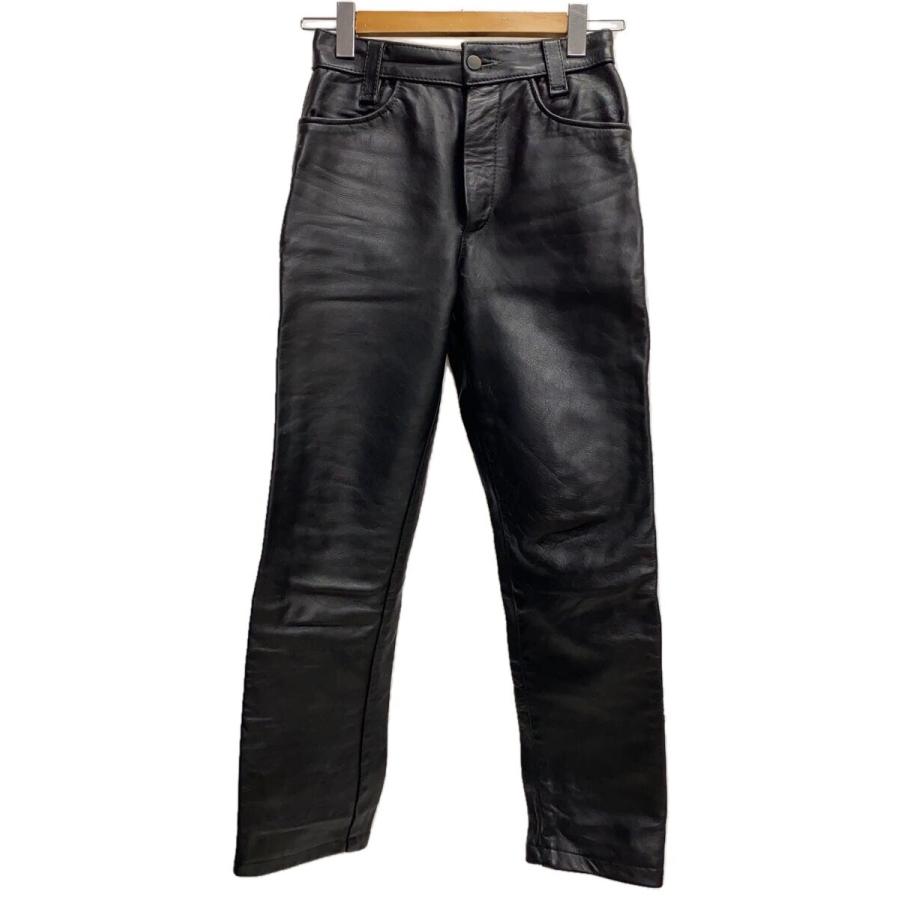 VANSON 牛革 レザーパンツ TALONジップ USA製 ブラック 29 VANSON◇TALONジップ/USA製ストレートパンツ/29/レザー/BLK/無地