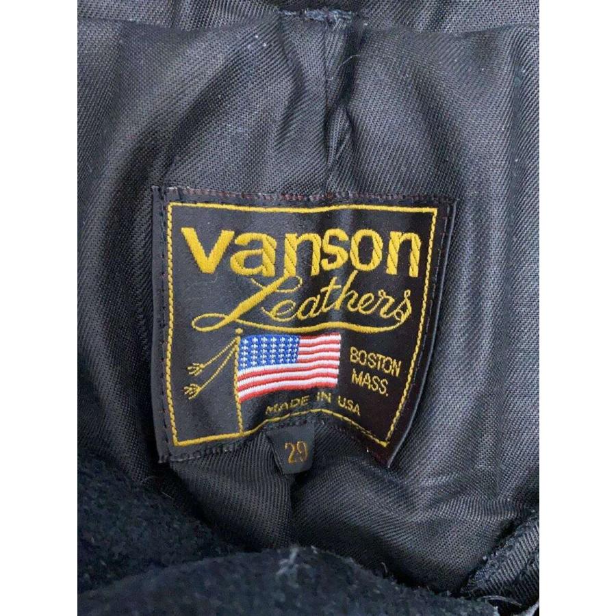 VANSON 牛革 レザーパンツ TALONジップ USA製 ブラック 29 VANSON◇TALONジップ/USA製ストレートパンツ/29/レザー/BLK/無地