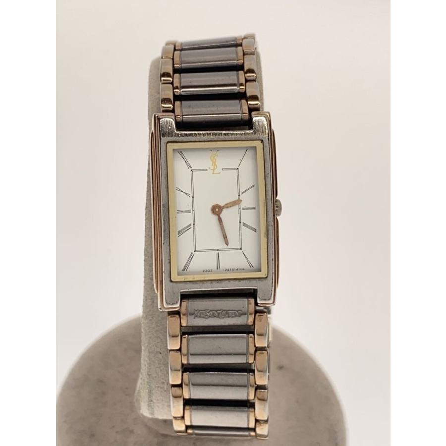 YVES SAINT LAURENT◇クォーツ腕時計/アナログ/ステンレス/WHT/SLV