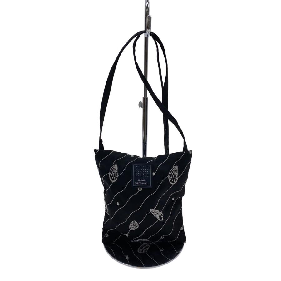 mina perhonen◇pocket bag/sea jewel/ショルダーバッグ/コットン/BLK