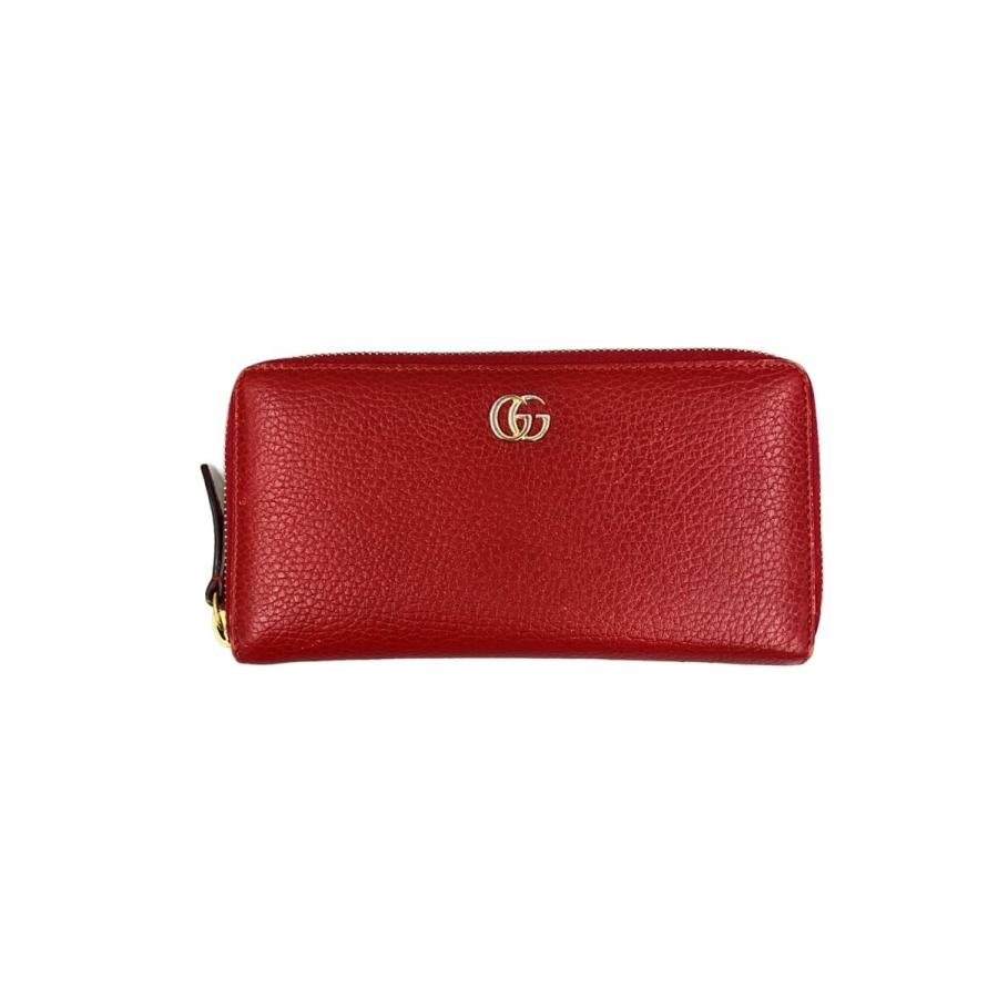 GUCCI◇ジップアラウンドウォレット_GGマーモント/レザー/RED