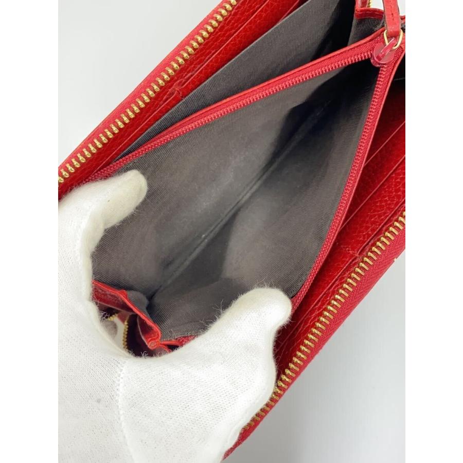GUCCI◇ジップアラウンドウォレット_GGマーモント/レザー/RED