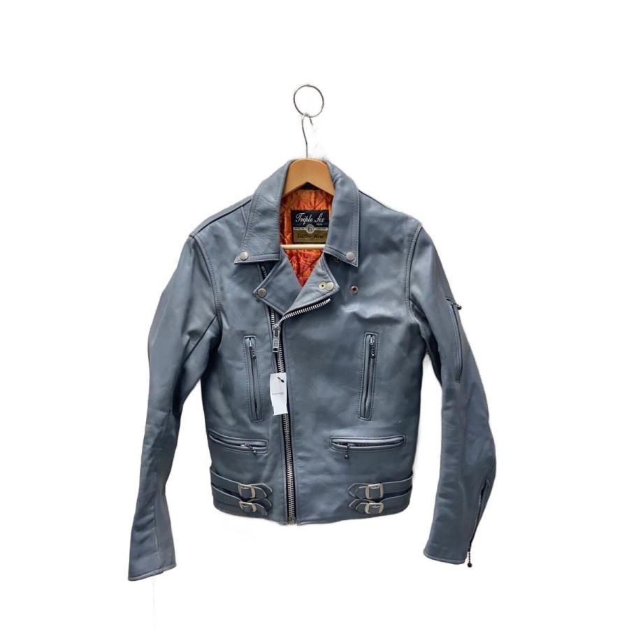 666 ダブルライダースジャケット 34 666 Leather Wear◇ダブルライダースジャケット/34/レザー/GRY