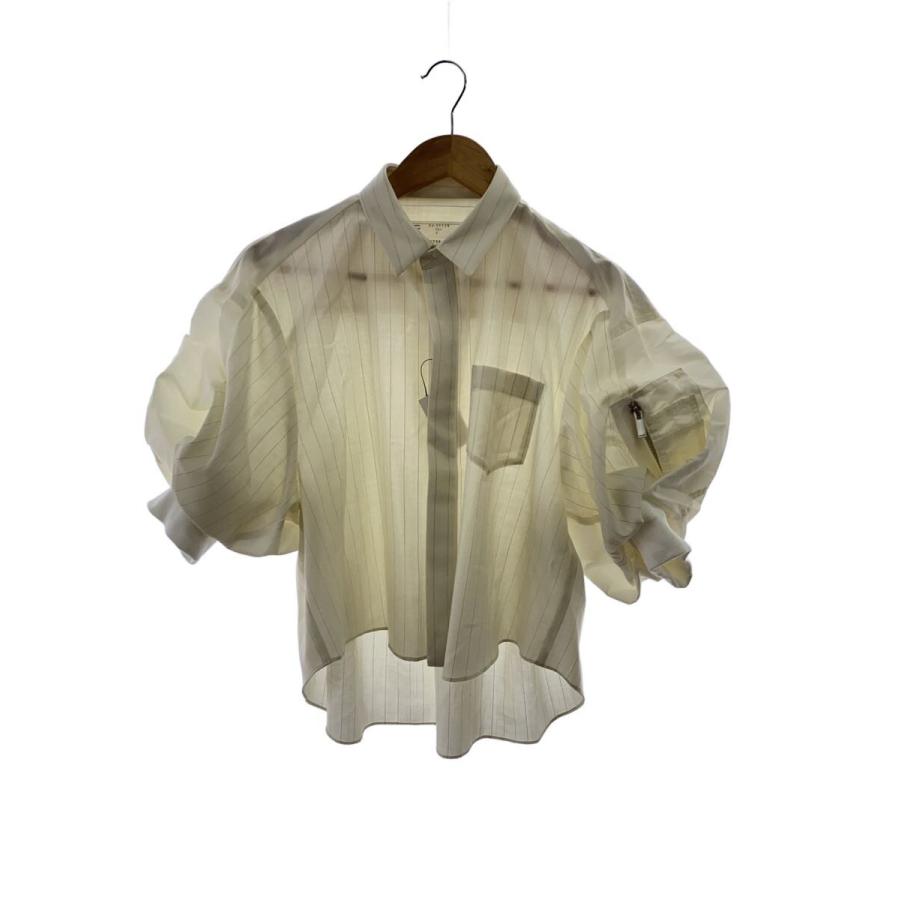 sacai◇Chalk Stripe Shirt/24SS/半袖シャツ/2/コットン/IVO/24-07119