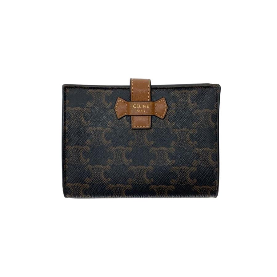 セリーヌ 二つ折財布 トリオンフキャンバス ファインストラップウォレット CELINE◇トリオンフキャンバス ストラップウォレット/2つ折り財布/PVC