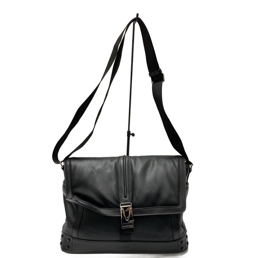 TOD'S◇ショルダーバッグ/レザー/BLK/OD42// : セカンドストリート
