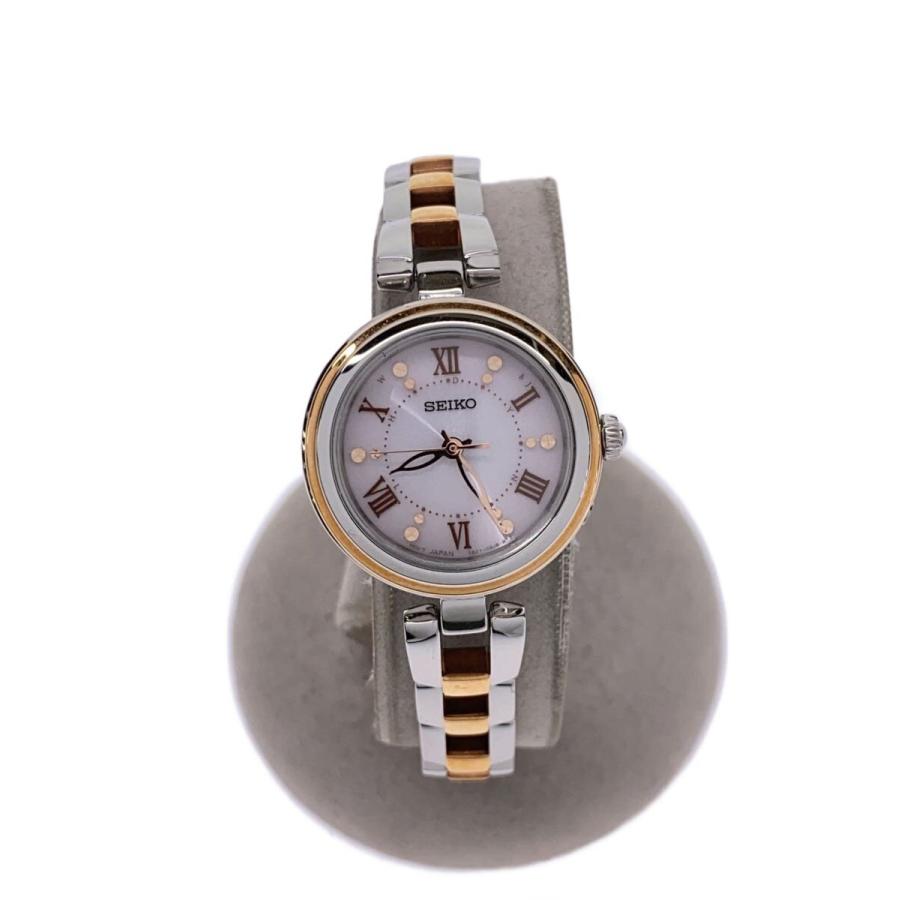 SEIKO◇ソーラー腕時計/アナログ/ステンレス/WHT/SLV/1B21-0AP0