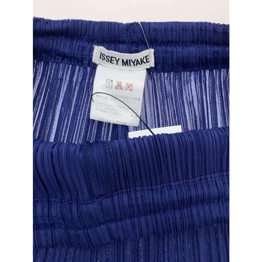 PLEATS PLEASE ISSEY MIYAKE◇プリーツパンツ/M/ポリエステル/BLU/無地 