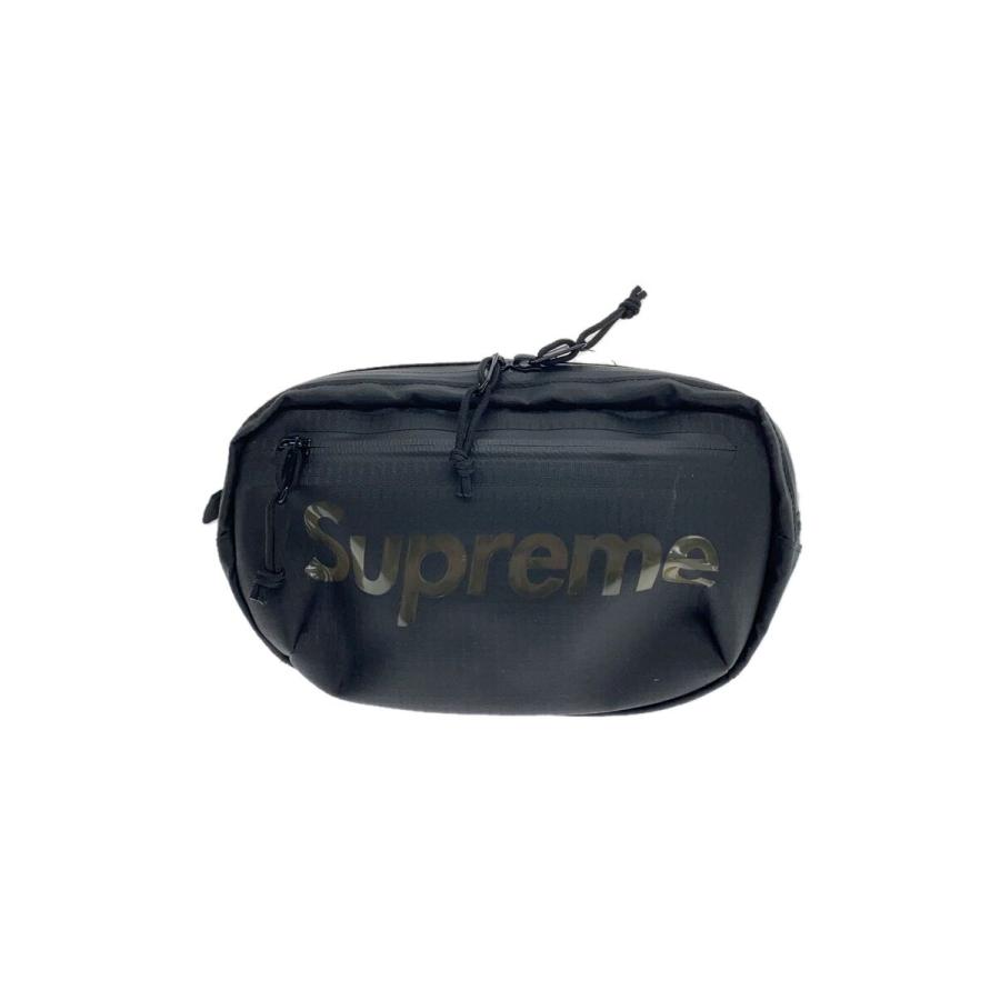 Supreme◇21ss logo print bag/ウエストバッグ/ナイロン/BLK/無地