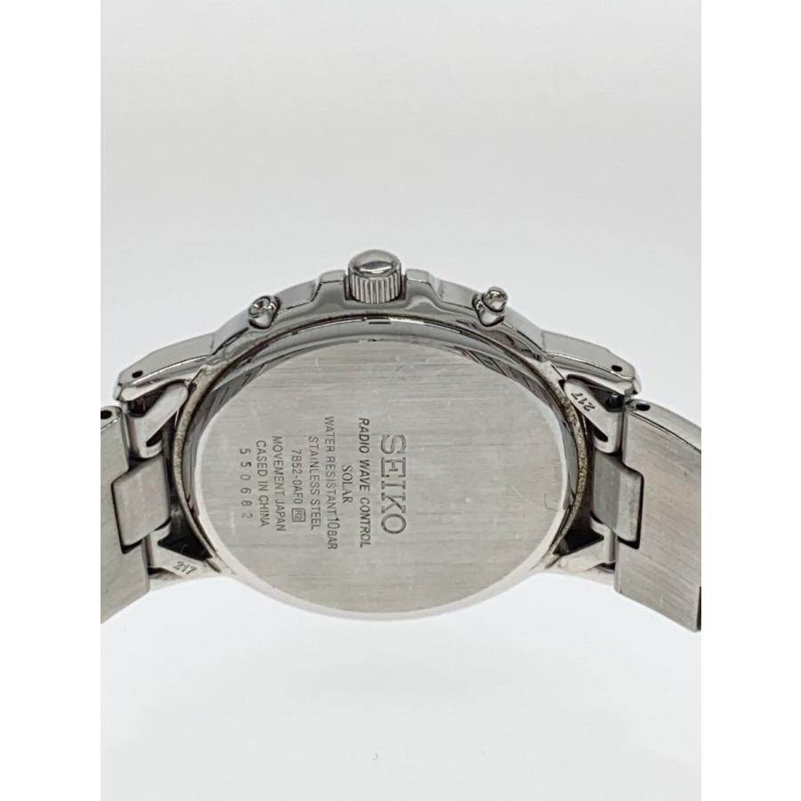 SEIKO◇ソーラー腕時計/アナログ/ステンレス/BLK/SLV/7B52-0AF0